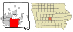 Polk County Iowa Incorporated and Unincorporated areas Des Moines Highlighted